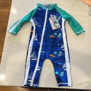 NWT Sunsuit - Long Sleeve Romper Swimsuit | "Captain Kid" size 6-12 months